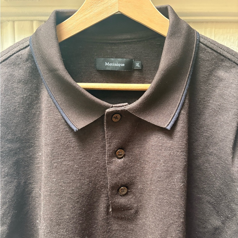 Matinique Men's Polo long sleeve Shirt - Rich Brown